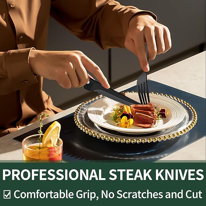 24-Piece Black Silverware Set